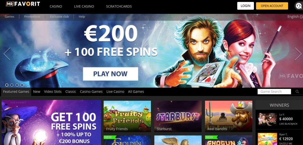Mr Favorit Casino Homepage 2019