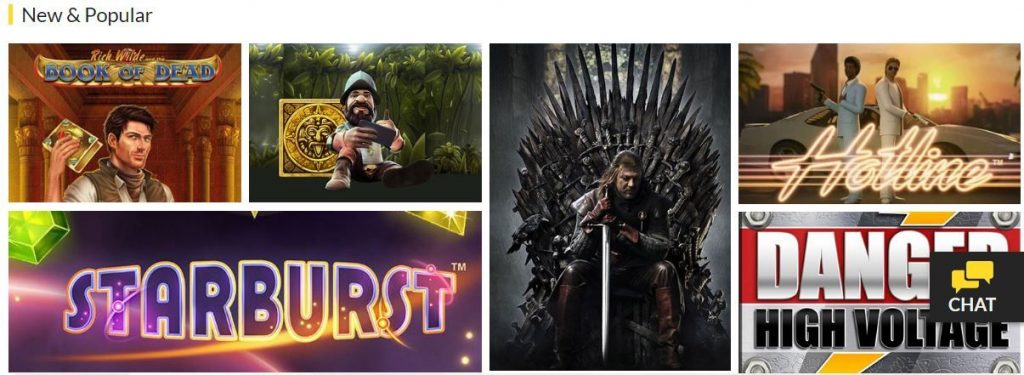 Game selection at Goliath Casino